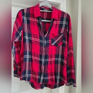 Woolrich Red and Blue Plaid Womens Button Down Shirt